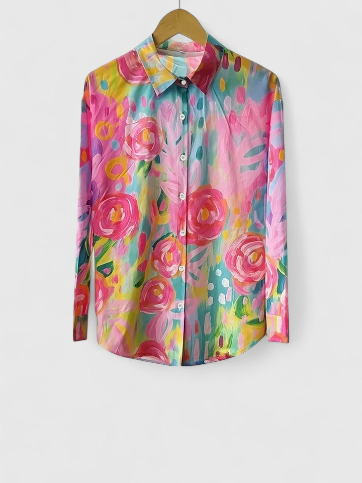 Women’s Colorful Print Blouse Versatile Everyday Style 2