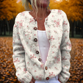 Women’s Cozy Pink Rose Cardigan Relaxed Layering Style 0
