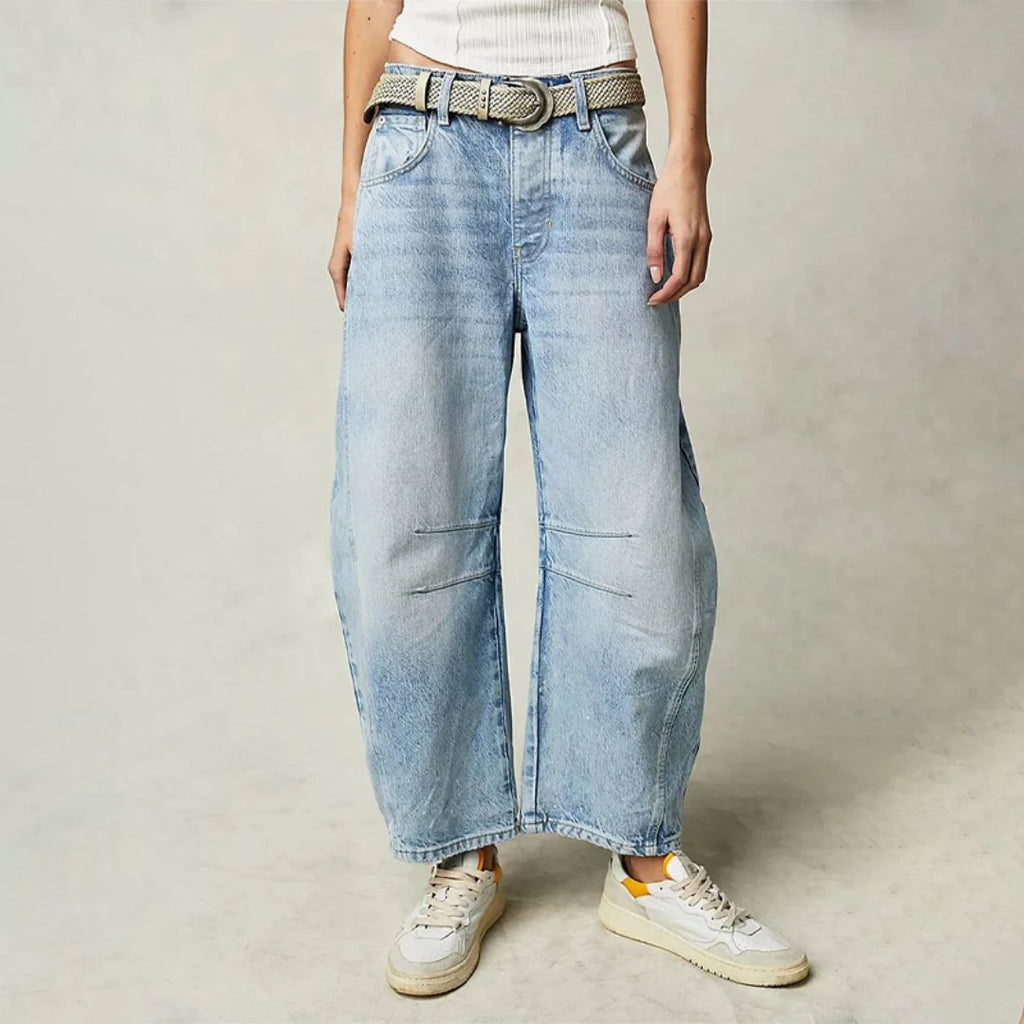 Women’s Cropped Barrel Leg Jeans Heavyweight Denim Design 0