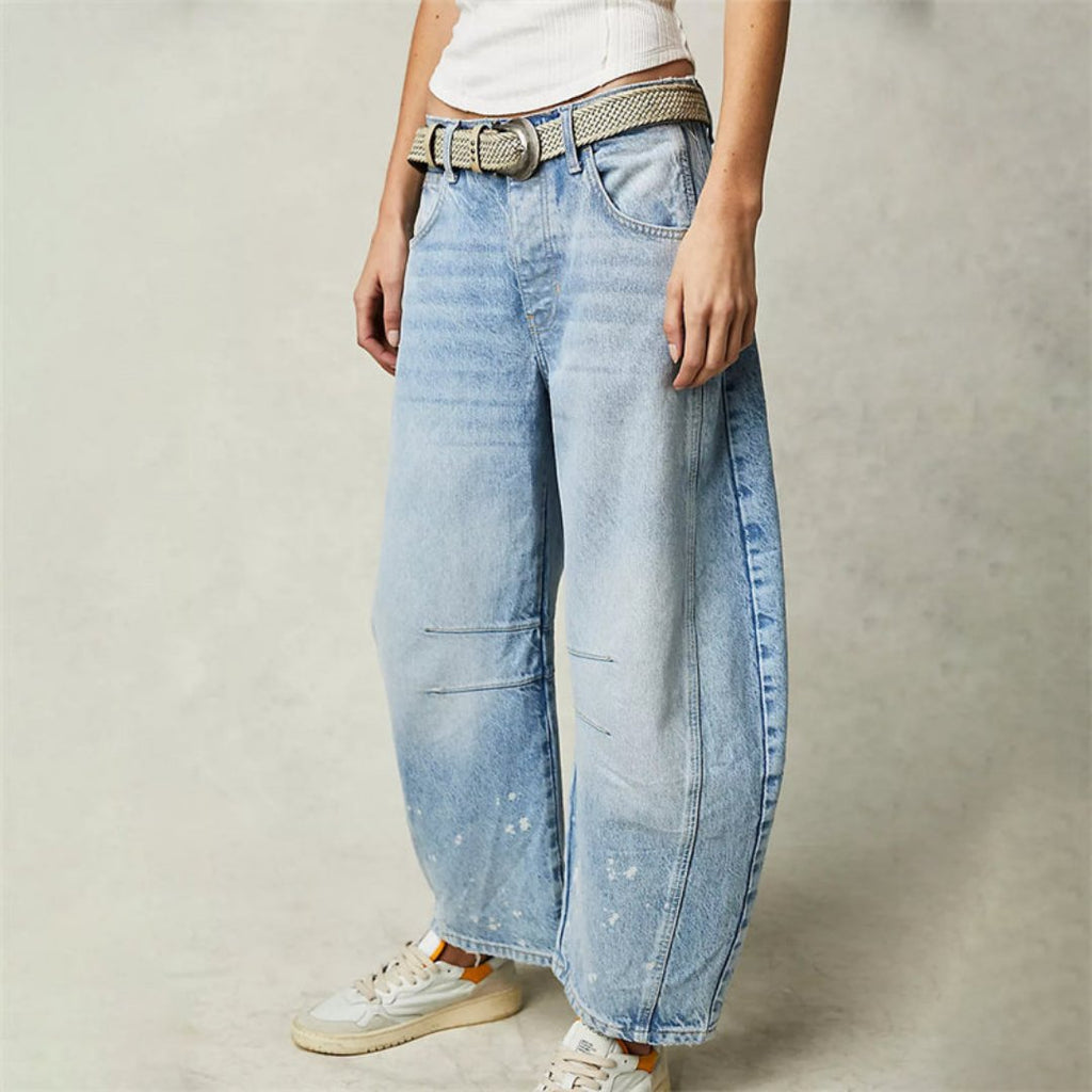 Women’s Cropped Barrel Leg Jeans Heavyweight Denim Design 2