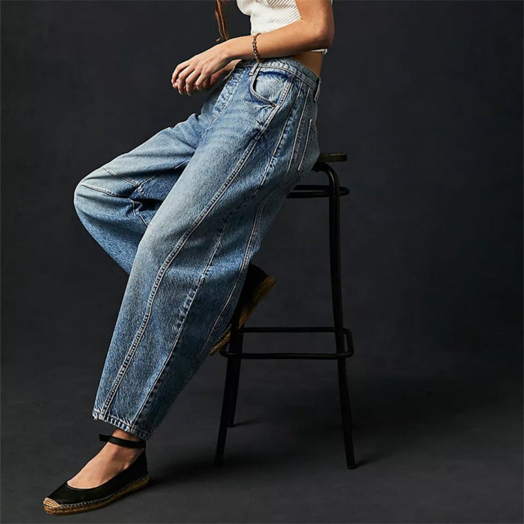 Women’s Cropped Barrel Leg Jeans Heavyweight Denim Design 5