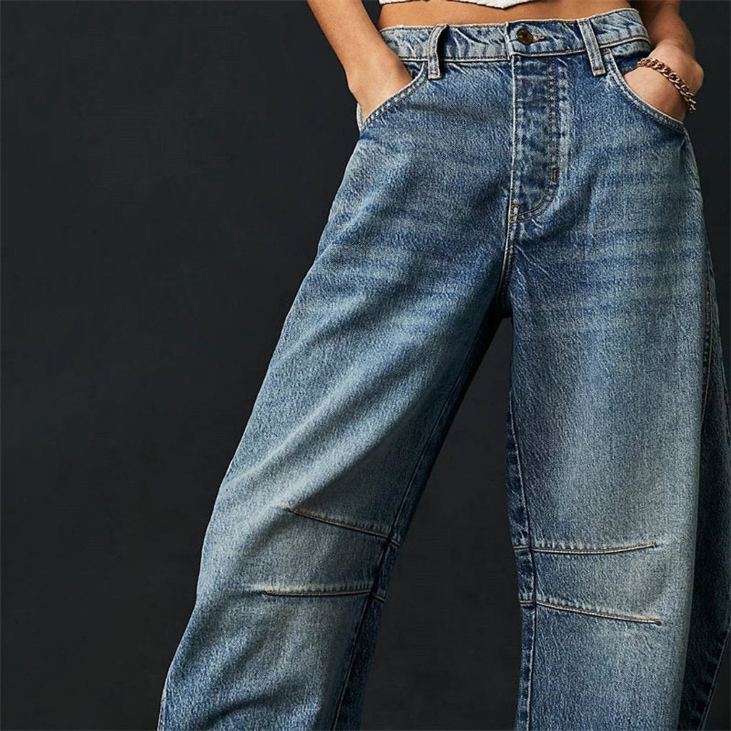 Women’s Cropped Barrel Leg Jeans Heavyweight Denim Design 6