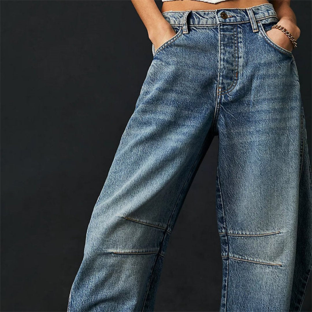 Women’s Cropped Barrel Leg Jeans Heavyweight Denim Design 6