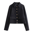 Women’s Cropped Bomber Jacket Modern Button Front Design 0