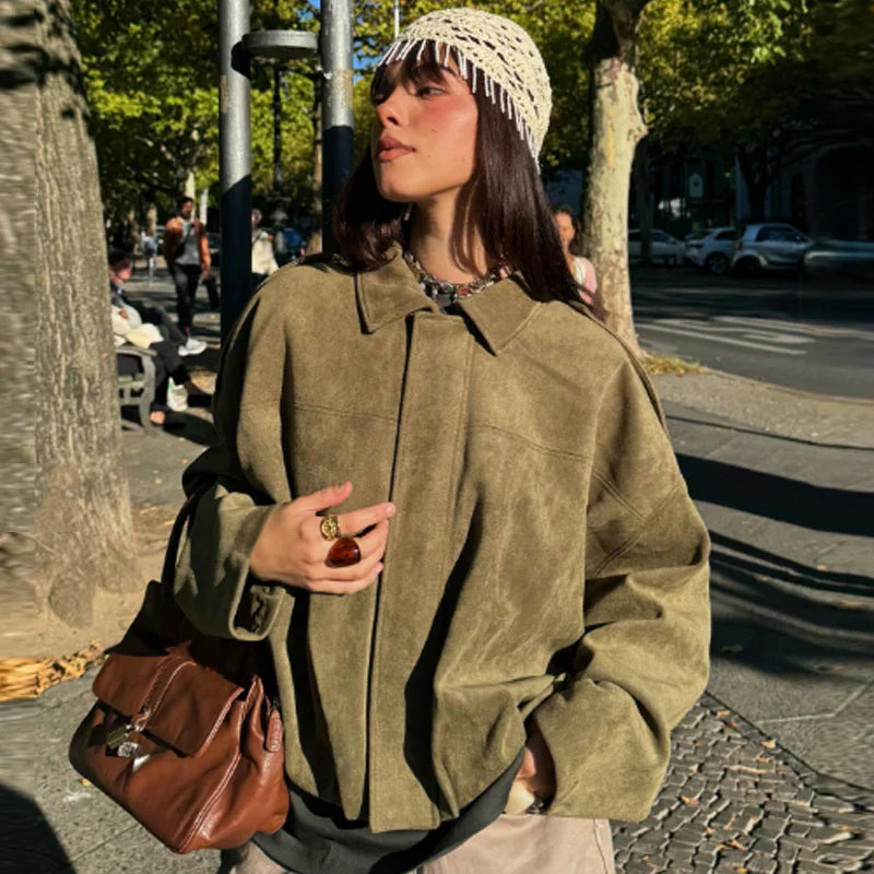 Women’s Cropped Bomber Jacket Relaxed Summer Style 0