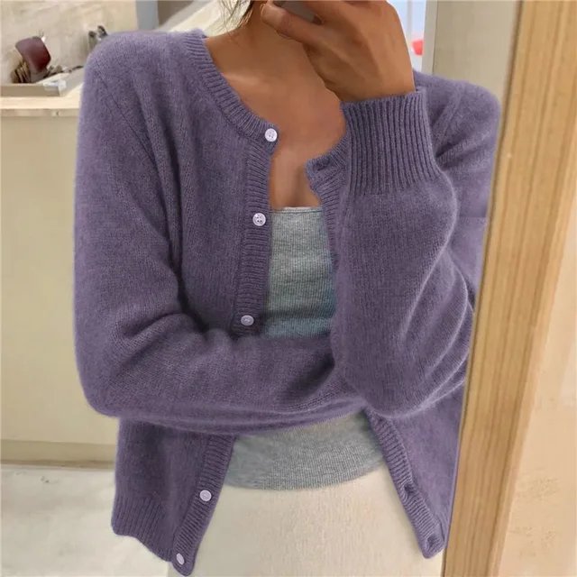 Women’s Cropped Cardigan Soft Knit Button Front Design 3