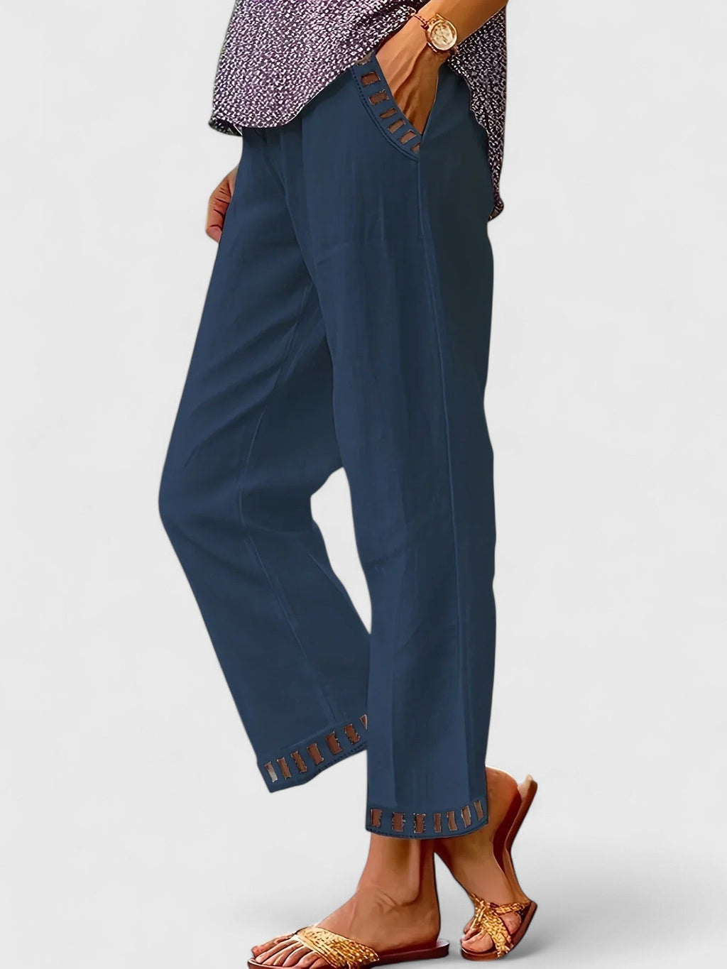 Women’s Cropped Pants Modern Contrast Trim Design 2
