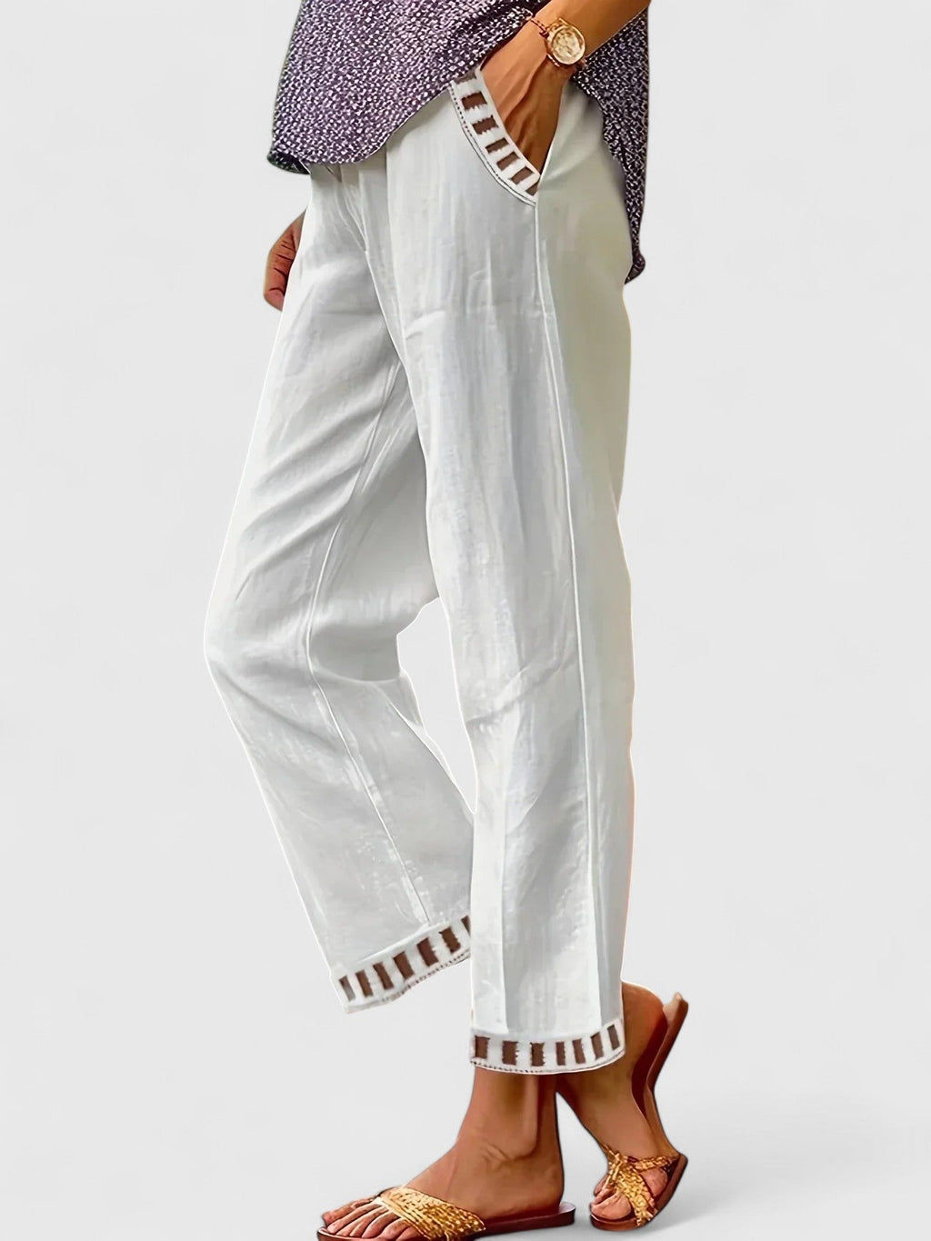 Women’s Cropped Pants Modern Contrast Trim Design 4