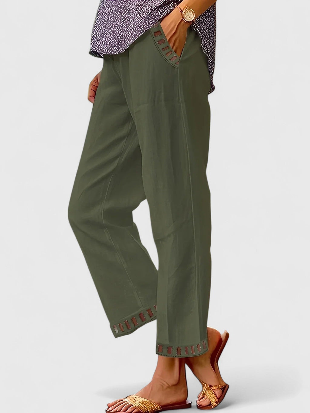 Women’s Cropped Pants Modern Contrast Trim Design 5