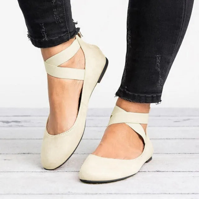 Women’s Cross-Strap Ballet Flats Stylish Everyday Comfort 0