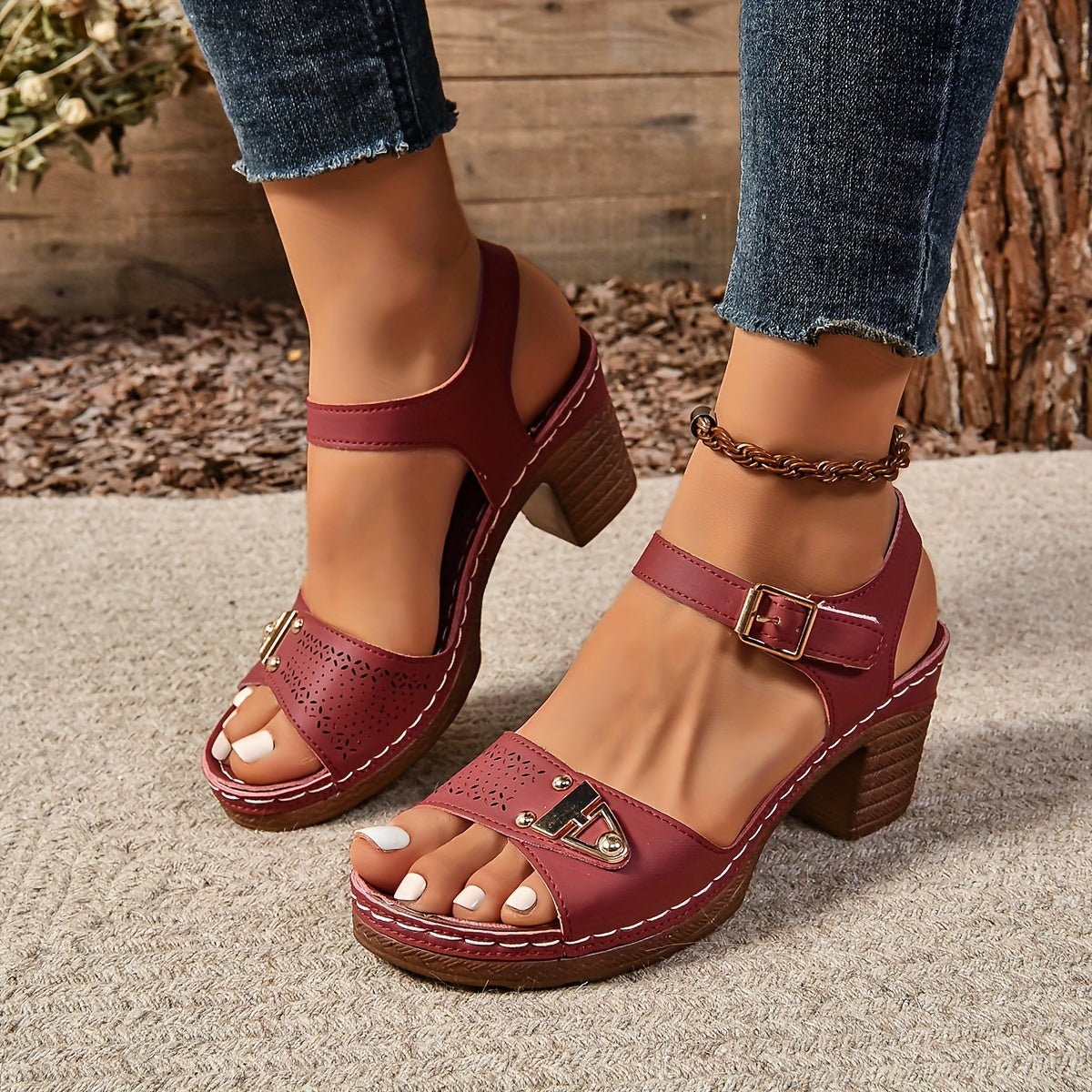 Women’s Cross-Strap Sandals Block Heel Comfortable Design 4
