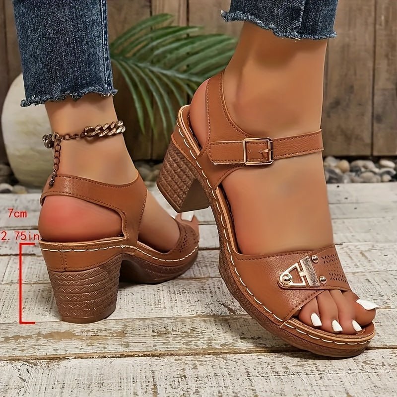 Women’s Cross-Strap Sandals Block Heel Comfortable Design 5