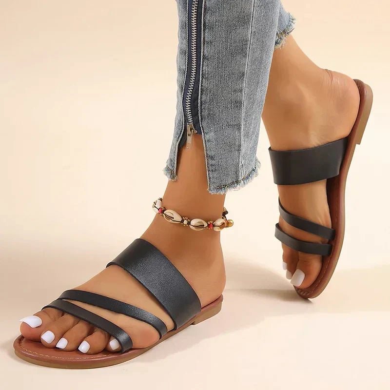 Women’s Cross-Strap Sandals Cushioned Leather Design 1