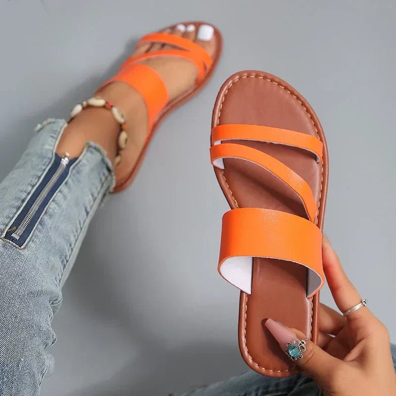 Women’s Cross-Strap Sandals Cushioned Leather Design 4
