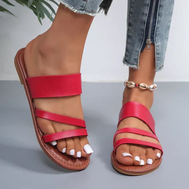 Women’s Cross-Strap Sandals Cushioned Leather Design 7
