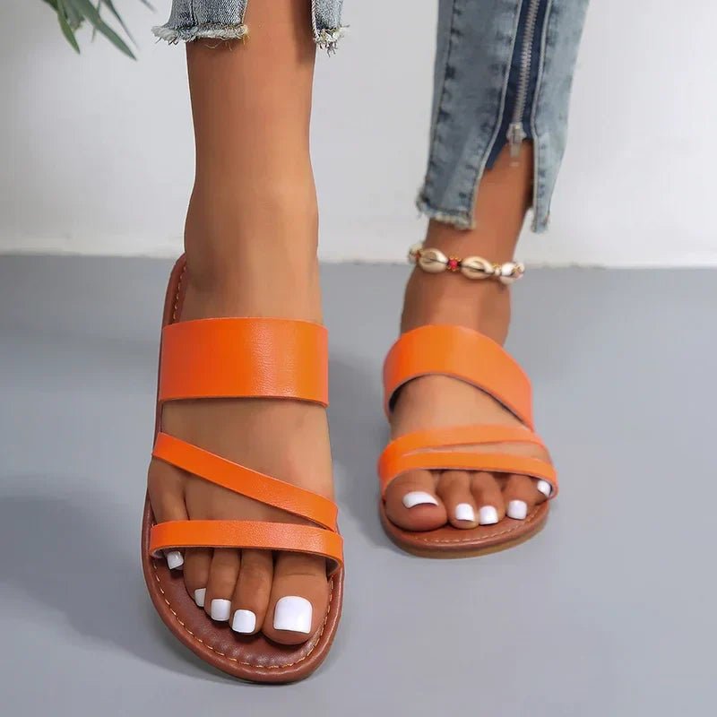Women’s Cross-Strap Sandals Cushioned Leather Design 9