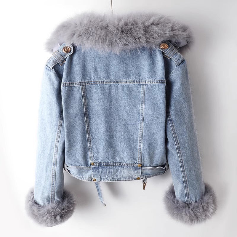 Women’s Denim Coat with Faux-Fur Collar and Liner Stylish Winter Outerwear 2