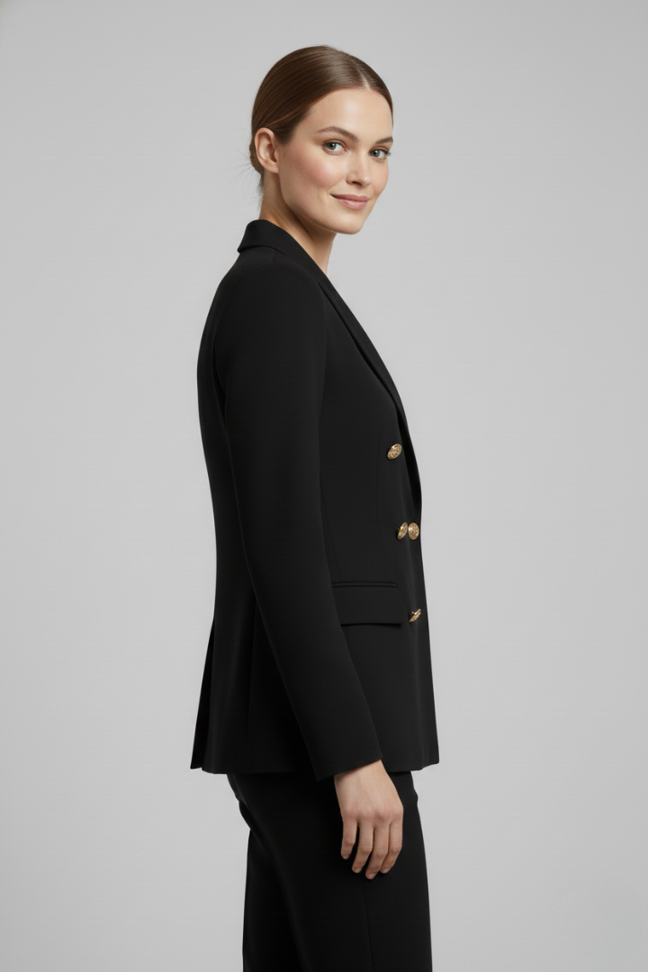 Women’s Double-Breasted Blazer Elegant Gold-Tone Button Detail 4