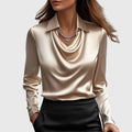 Women’s Draped Blouse Lightweight Long Sleeve Top 0