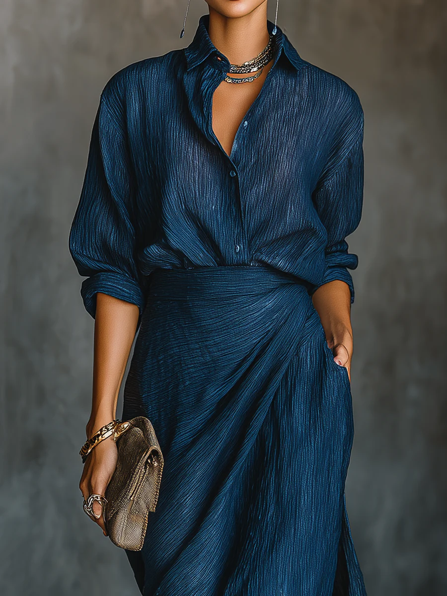 Women’s Draped Maxi Dress Elegant Two-Piece Set 1