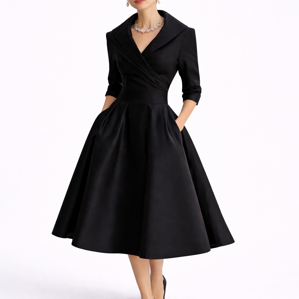 Women’s Elegant A-Line Midi Dress Versatile for Formal and Semi-Formal Occasions 0