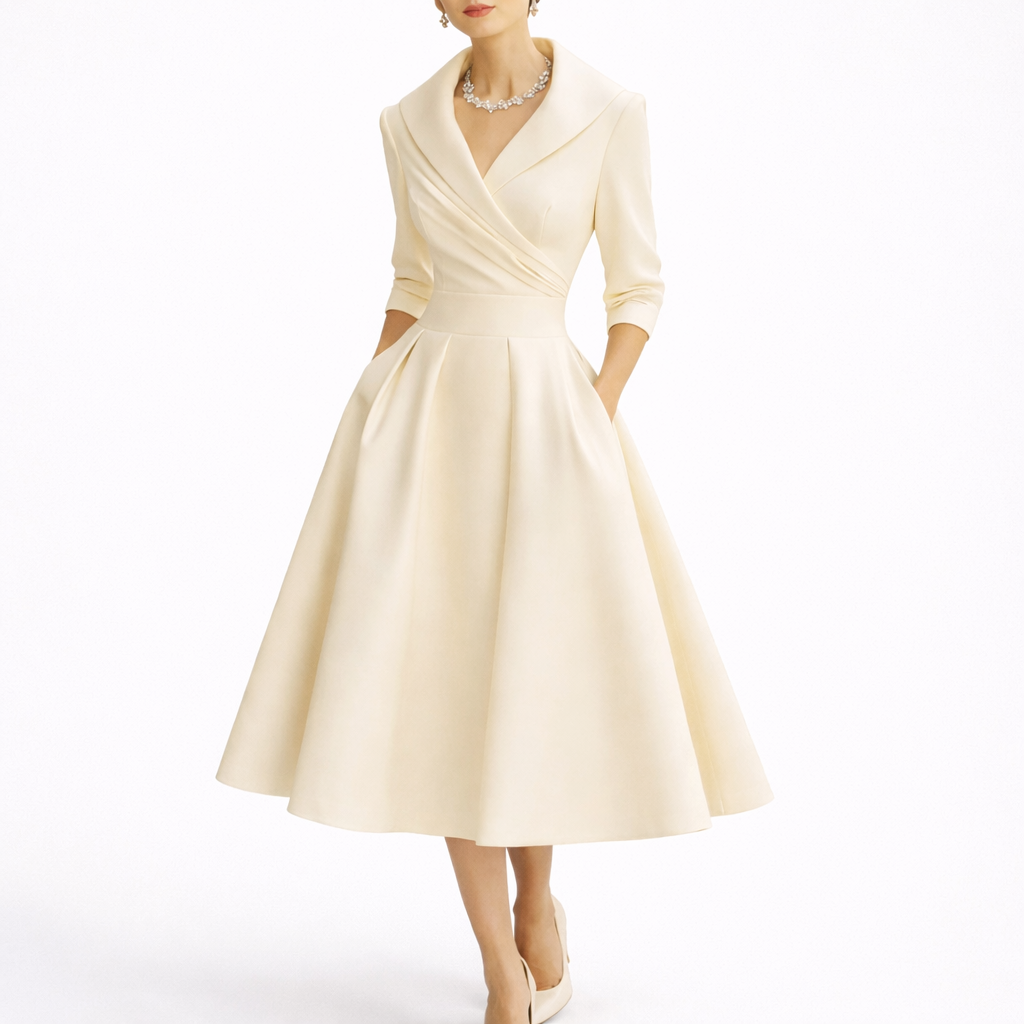 Women’s Elegant A-Line Midi Dress Versatile for Formal and Semi-Formal Occasions 3