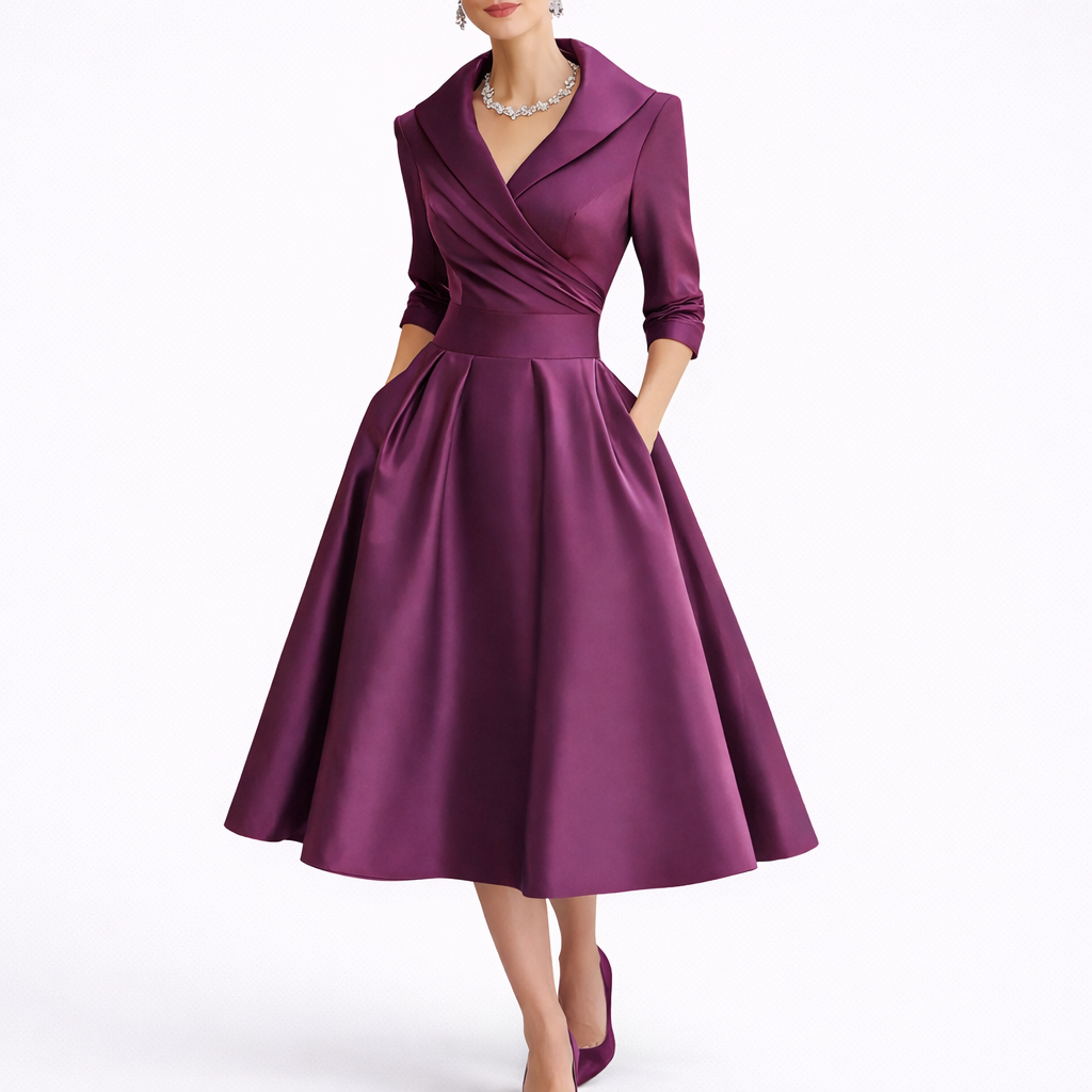 Women’s Elegant A-Line Midi Dress Versatile for Formal and Semi-Formal Occasions 5