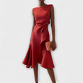 Women’s Elegant Asymmetric Midi Dress Flattering Sleeveless Design 0
