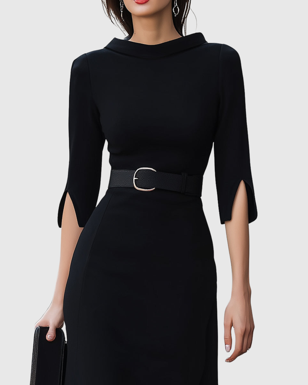 Women’s Elegant Black Midi Dress Sophisticated Design 2