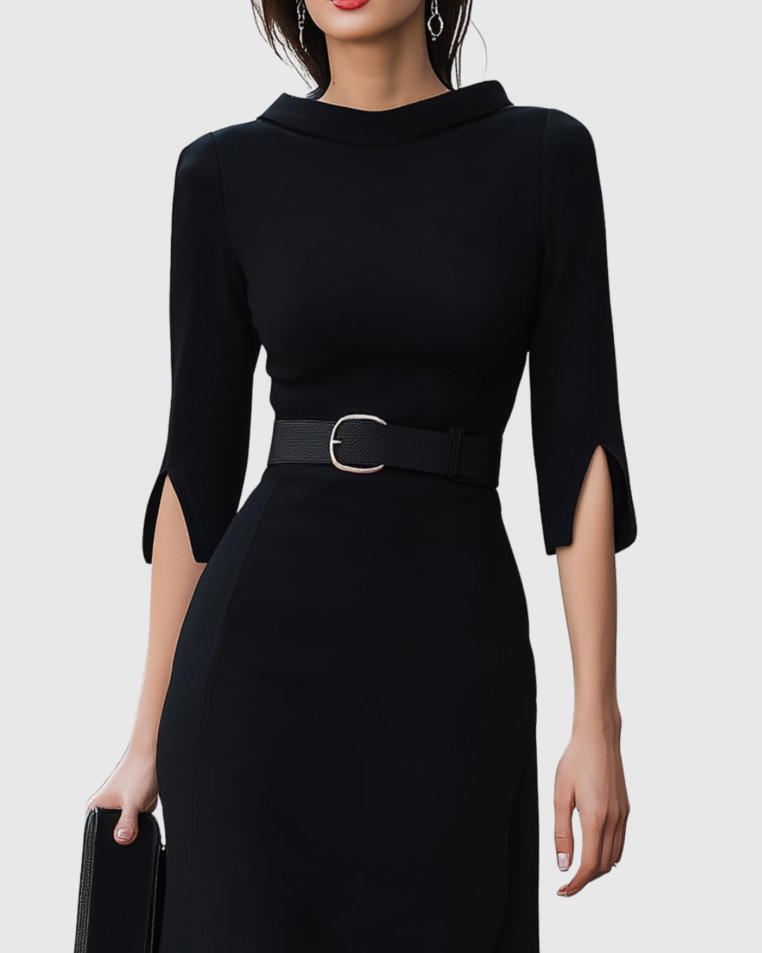 Women’s Elegant Black Midi Dress Sophisticated Design 2