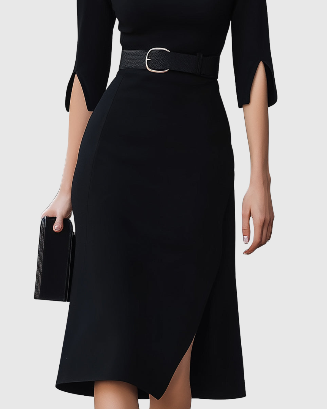 Women’s Elegant Black Midi Dress Sophisticated Design 3