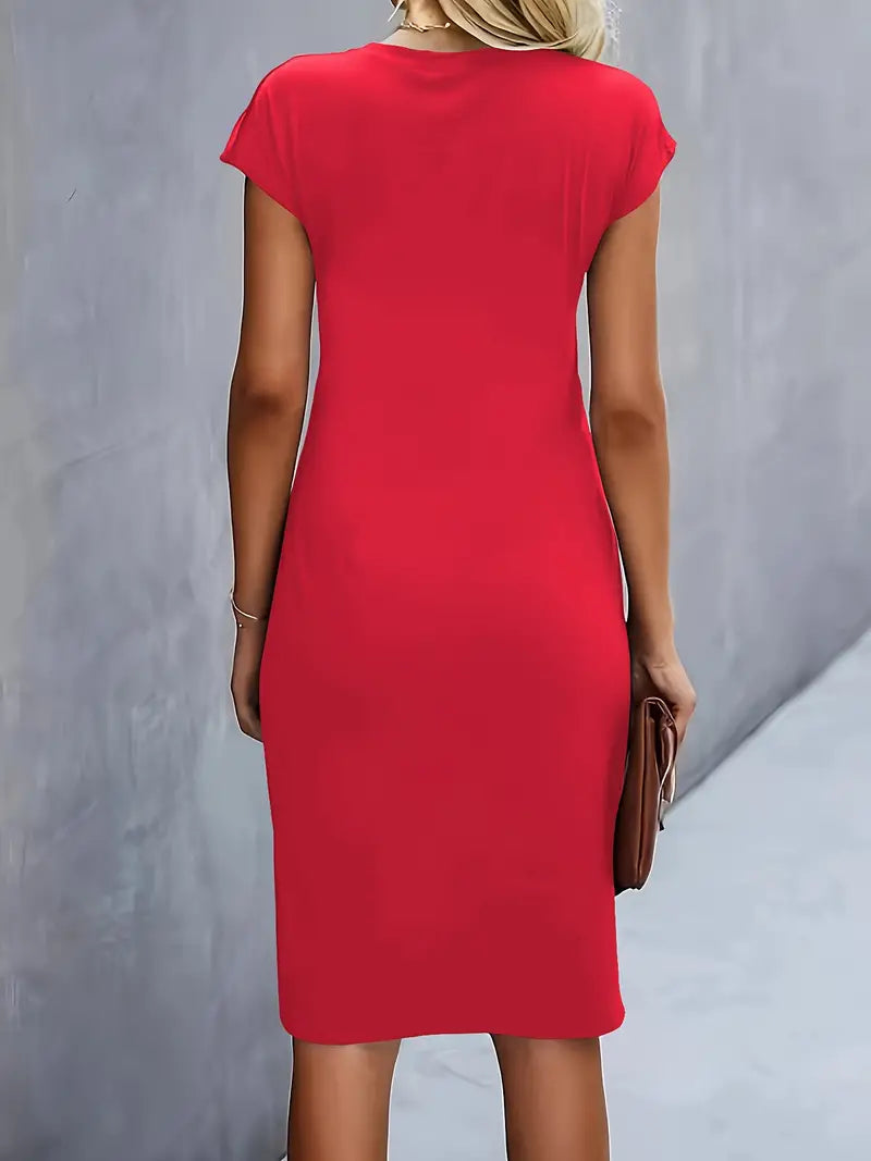 Women’s Elegant Bodycon Dress Short Sleeve Classic Style 4