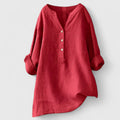 Women’s Elegant Button-Front Shirt Lightweight Chic V-Notch Design 0