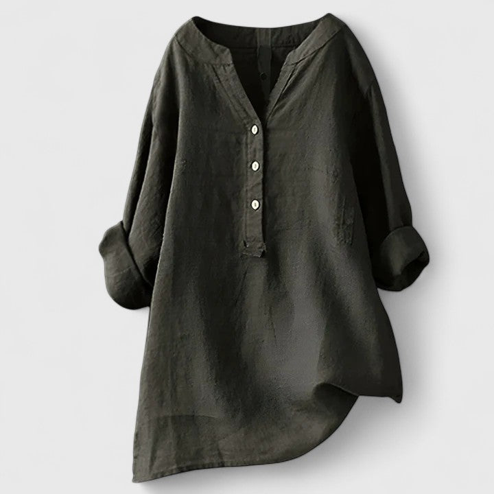 Women’s Elegant Button-Front Shirt Lightweight Chic V-Notch Design 3