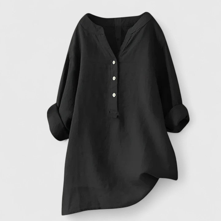 Women’s Elegant Button-Front Shirt Lightweight Chic V-Notch Design 4