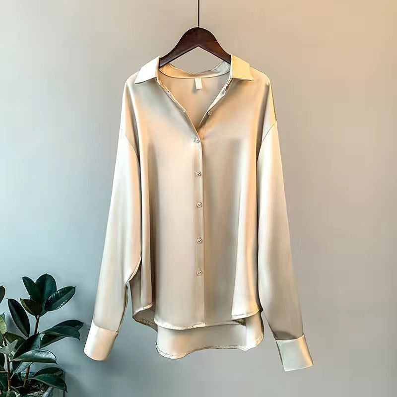 Women’s Elegant Button-Up Shirt Soft SilkenWeave Fabric 2