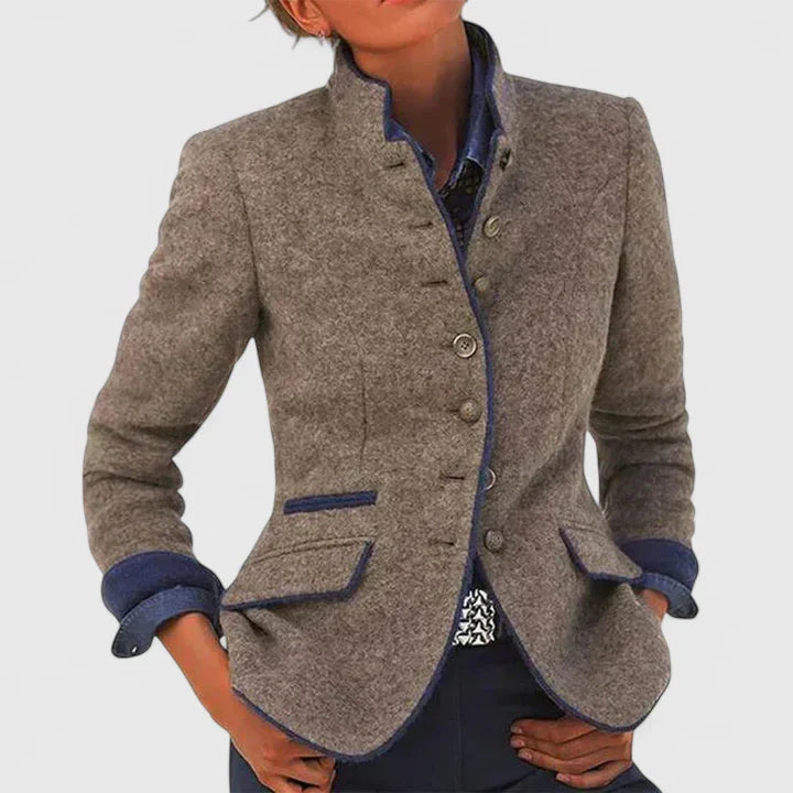 Women’s Elegant Cardigan Modern High Collar Design 0