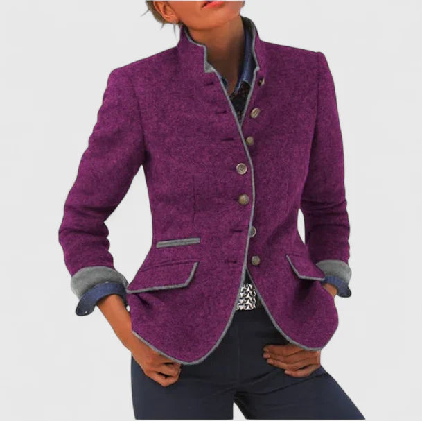 Women’s Elegant Cardigan Modern High Collar Design 1