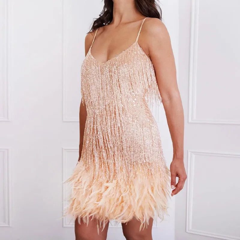 Women’s Elegant Cocktail Dress with Fringe Detail 6