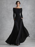Women’s Elegant Draped Maxi Dress with Long Sleeves 0