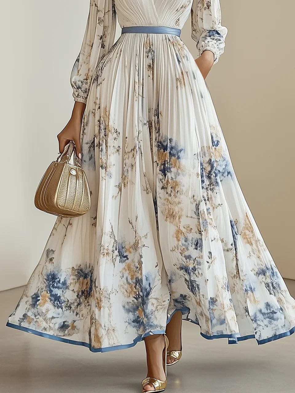Women’s Elegant Floral Dress with V-Neck for Weddings and Special Occasions 4