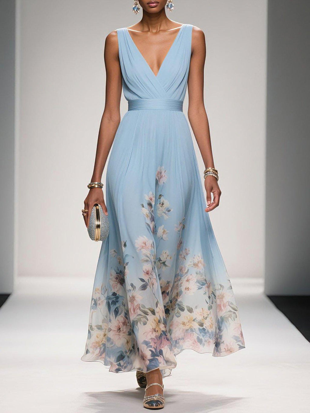 Women’s Elegant Floral Maxi Dress Comfortable Summer Style 0