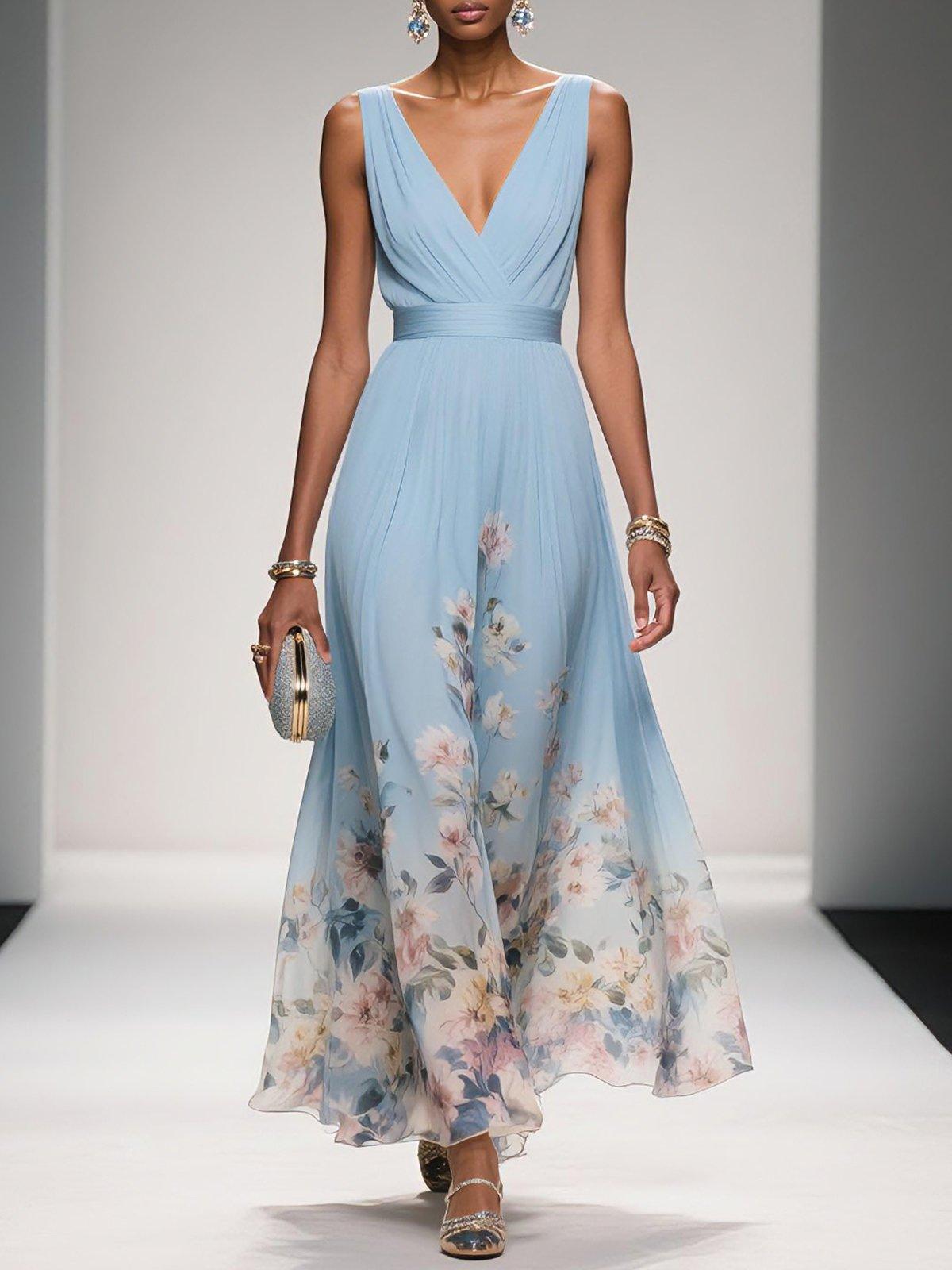 Women’s Elegant Floral Maxi Dress Comfortable Summer Style 0