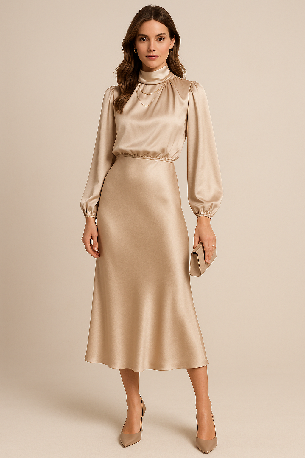 Women’s Elegant High Waist Midi Dress Versatile Style for Formal and Casual Events 0