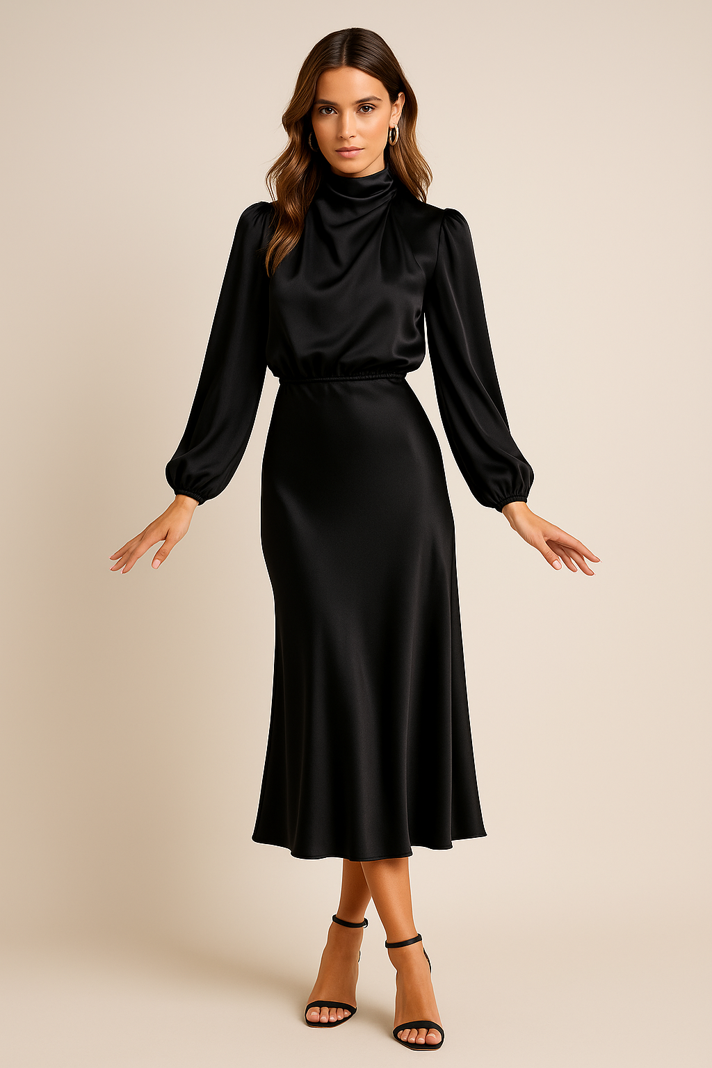 Women’s Elegant High Waist Midi Dress Versatile Style for Formal and Casual Events 3