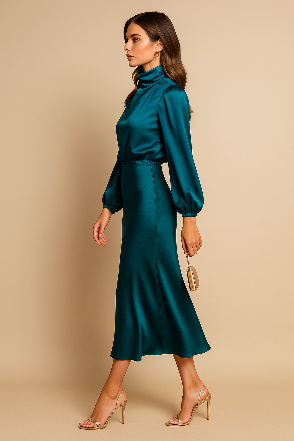 Women’s Elegant High Waist Midi Dress Versatile Style for Formal and Casual Events 5