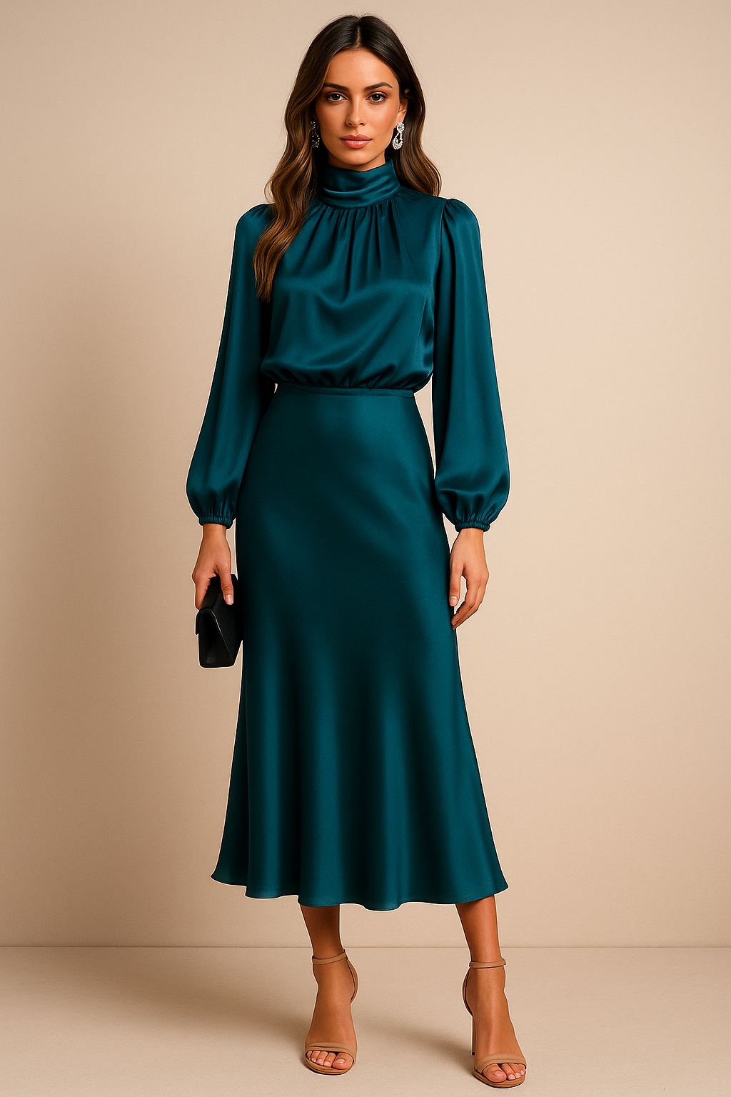 Women’s Elegant High Waist Midi Dress Versatile Style for Formal and Casual Events 6