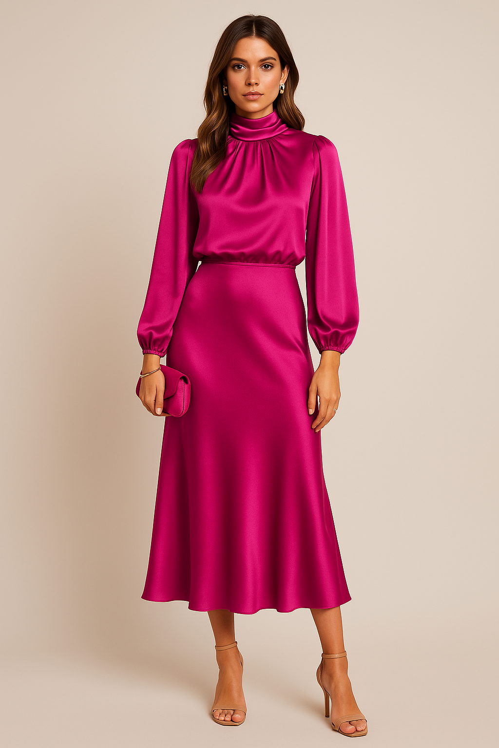 Women’s Elegant High Waist Midi Dress Versatile Style for Formal and Casual Events 7
