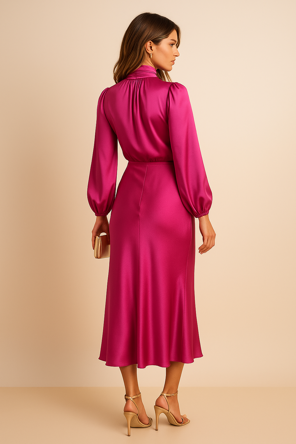 Women’s Elegant High Waist Midi Dress Versatile Style for Formal and Casual Events 8
