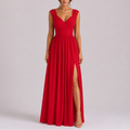Women’s Elegant Maxi Dress with Lace Shoulder and Side Slit 0